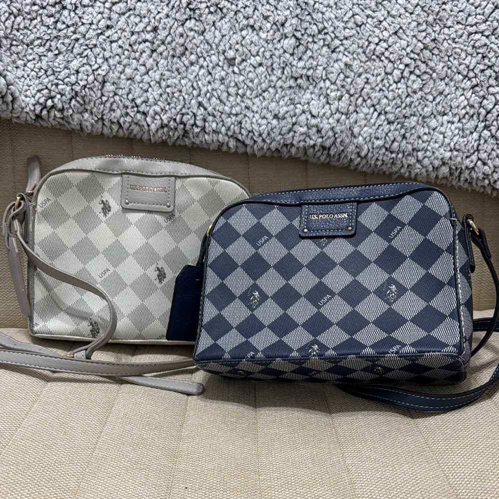 2 U.S. Polo Assn. Blue and Gray Crossbody Bag